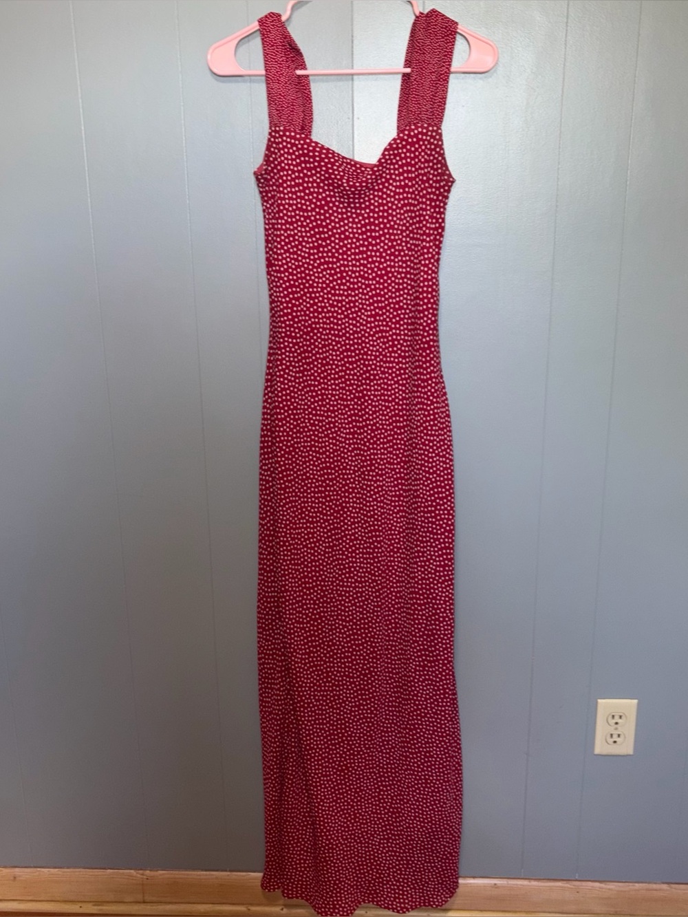 Vintage 90s Johnathan Martin Red White Polka Dot Sleeveless Maxi Dress Size 7